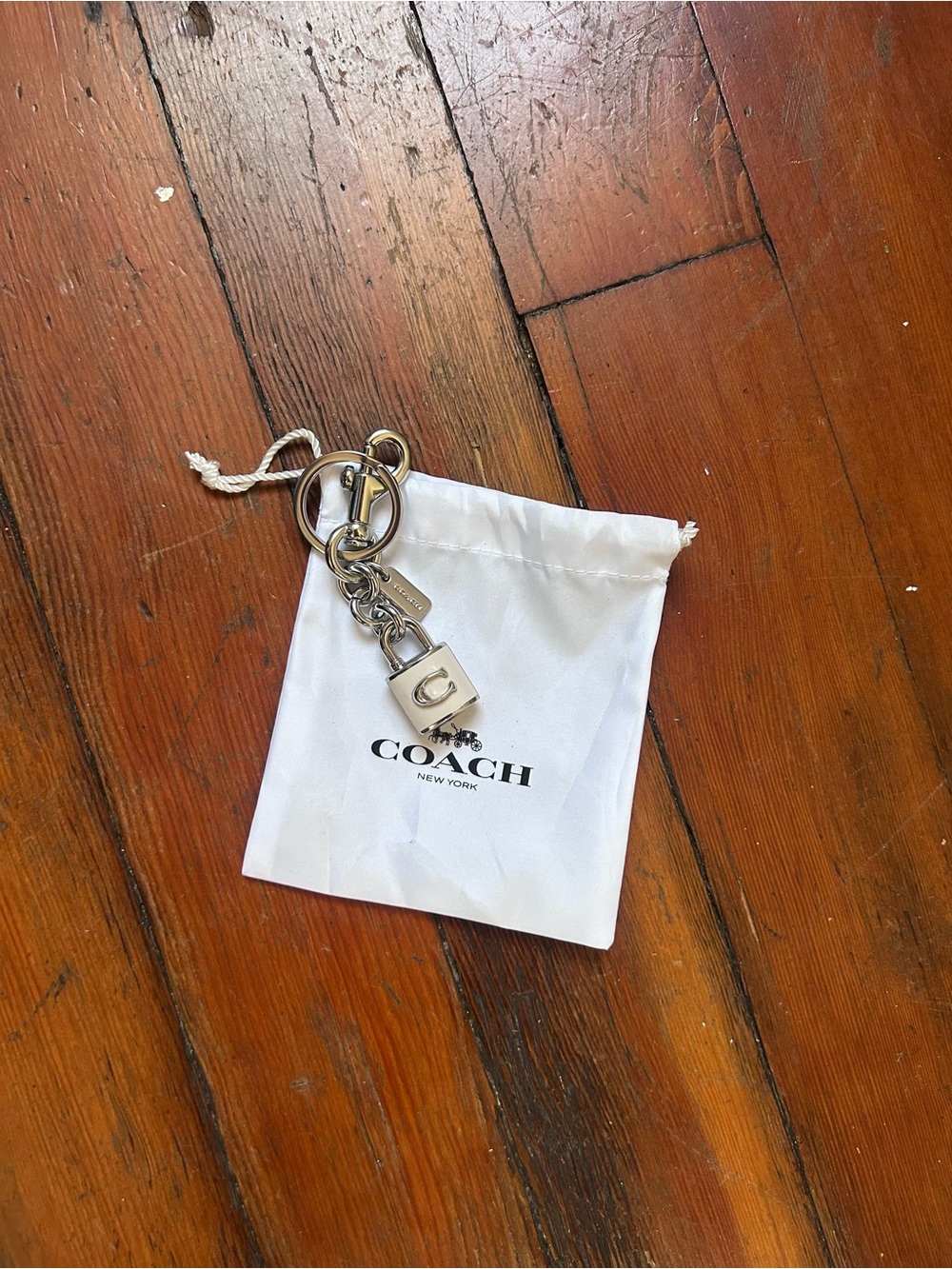 Coach Lock Bag Charm Cream Enamel with Silver Hardware - Picture 3 of 8